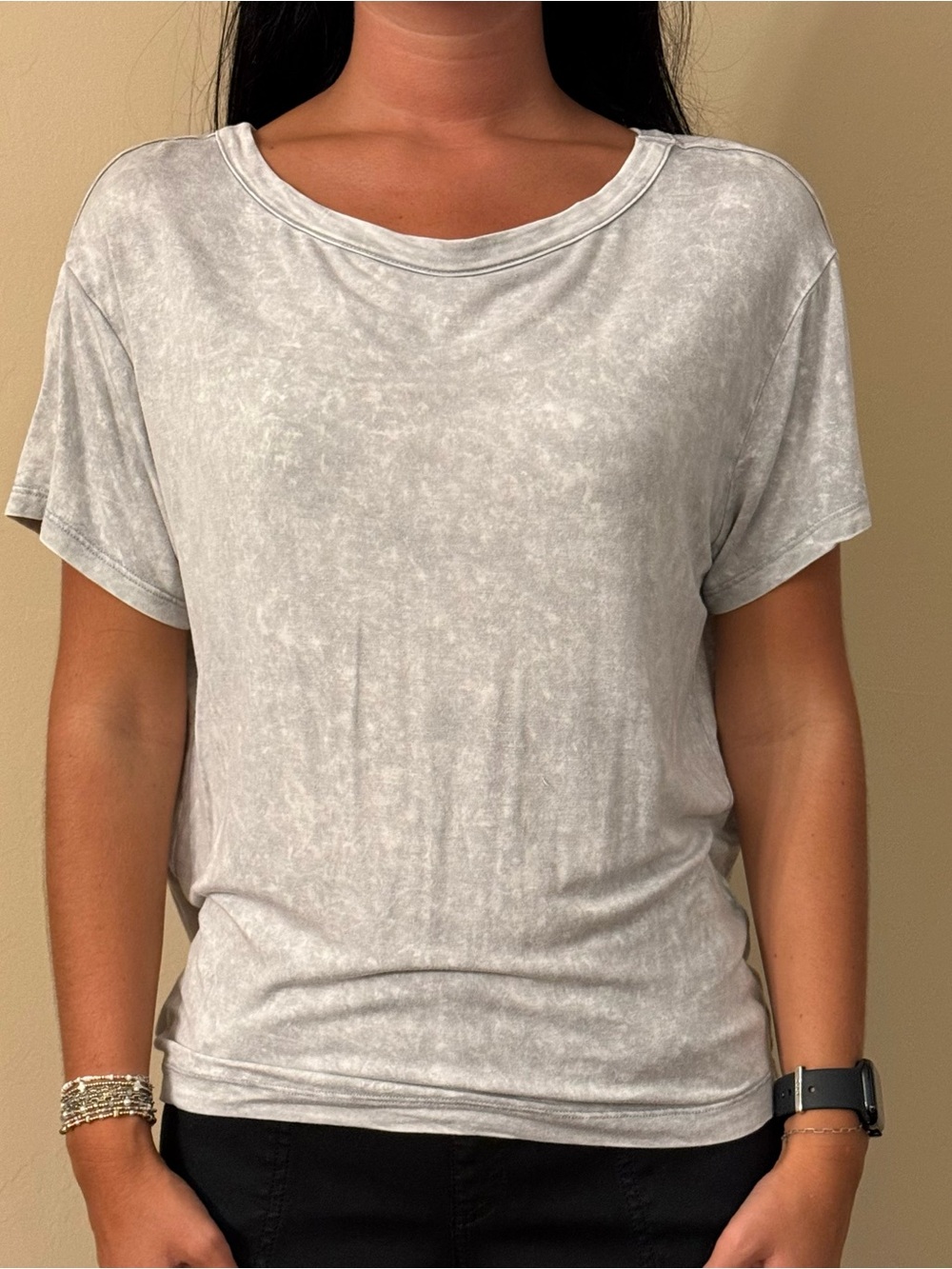 White Crow Mineral Wash Light Gray Short Sleeve Open Back Tee